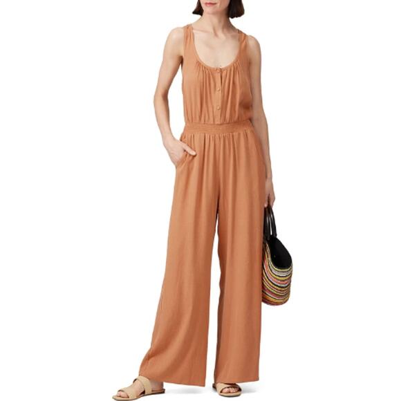 The Odells Wide Leg Jumpsuit in Caramel Brown – Size Large - Picture 1 of 4